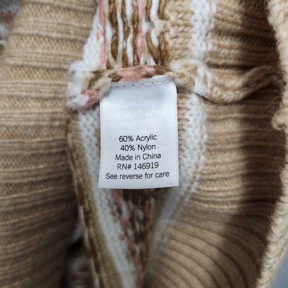 Croft and barrow women's extra cozy sweater size 2X tan and cream crew n… - Picture 6 of 9
